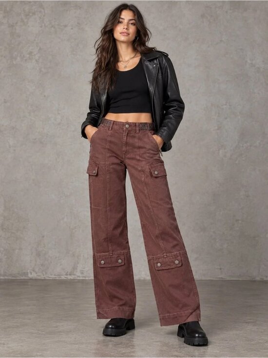 naked wardrobe Pants - NWT Naked Wardrobe V-Ery Waisted Cargo Pants Dark Chocolate. Size S